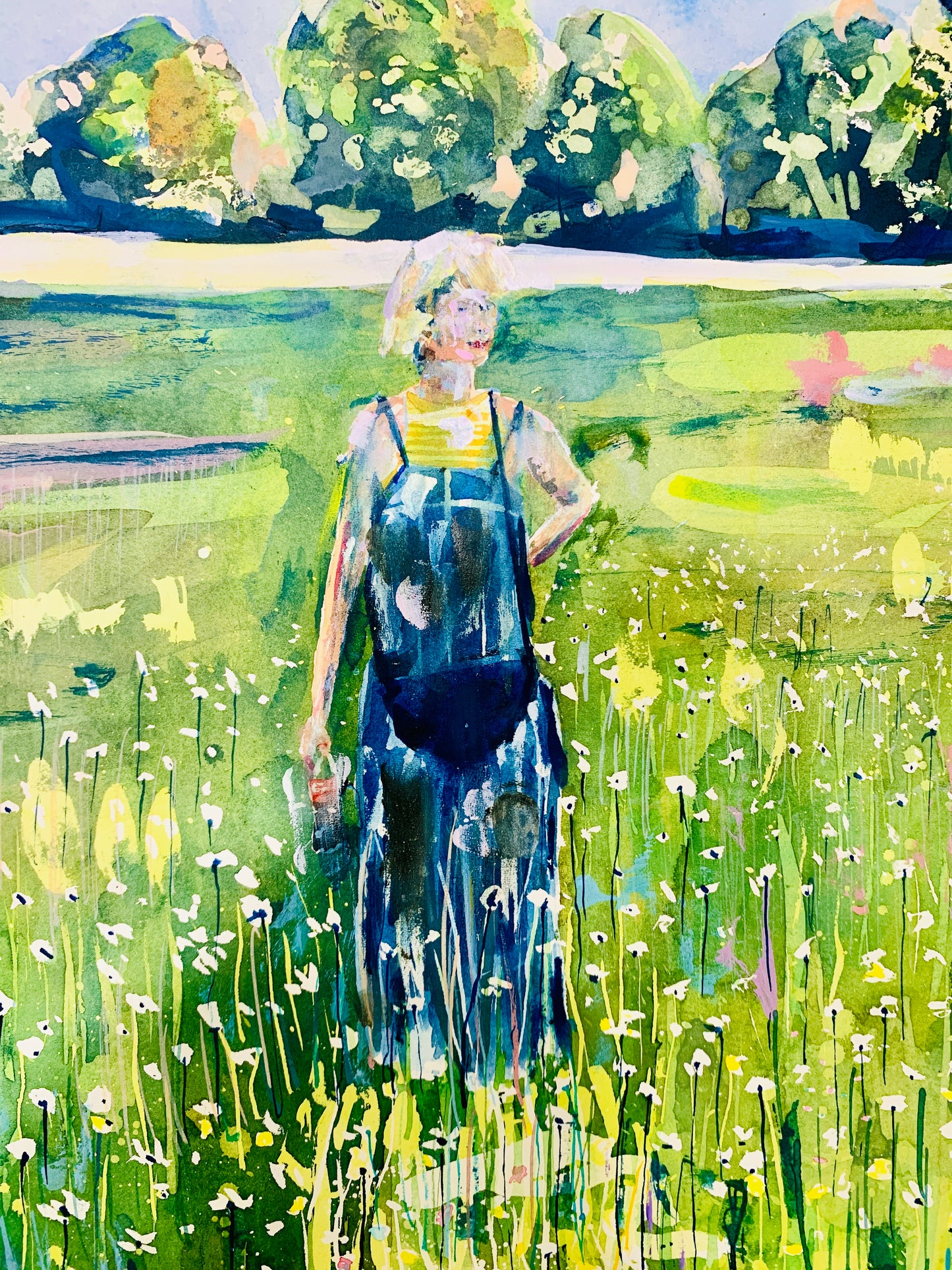 With Daises (Original, Signed and Framed)