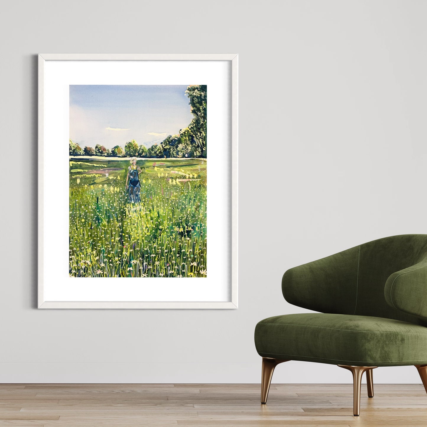 With Daises (Original, Signed and Framed)