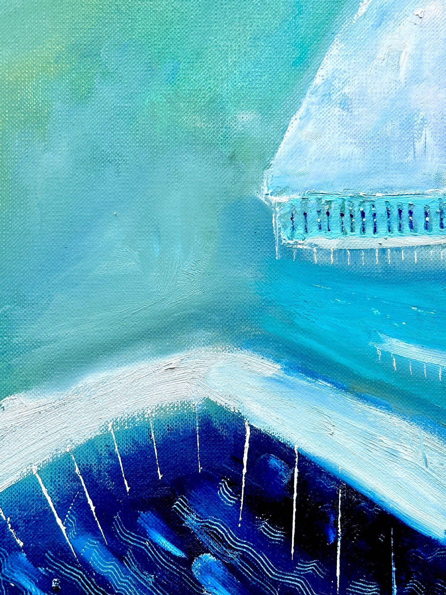 Walkway to the beach bar (Original, Signed and Framed)