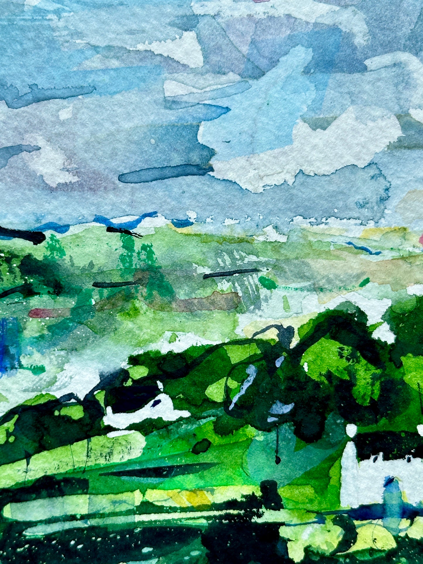 Greens and Blues (Original, Signed and Framed)