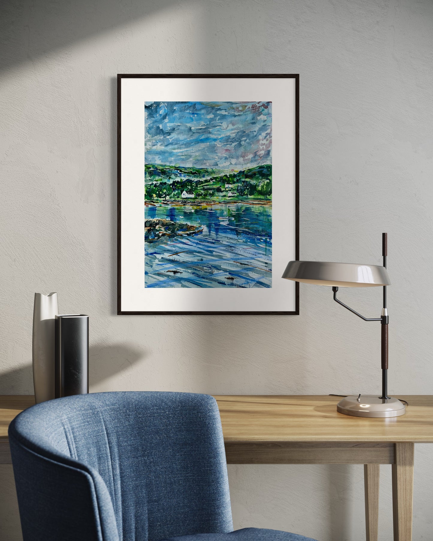 Greens and Blues (Original, Signed and Framed)