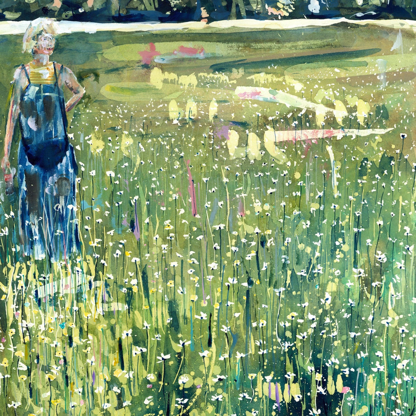 With Daises (Original, Signed and Framed)