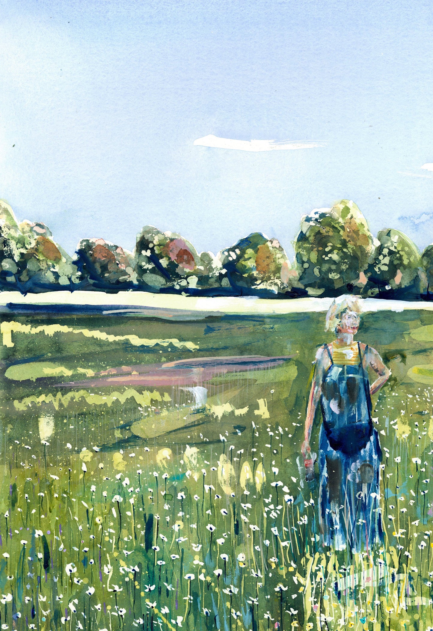 With Daises (Original, Signed and Framed)