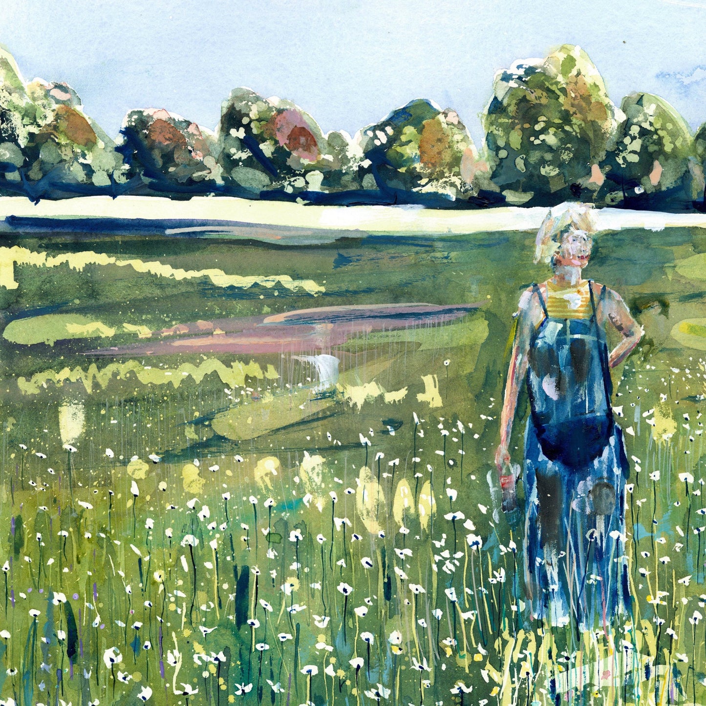 With Daises (Original, Signed and Framed)