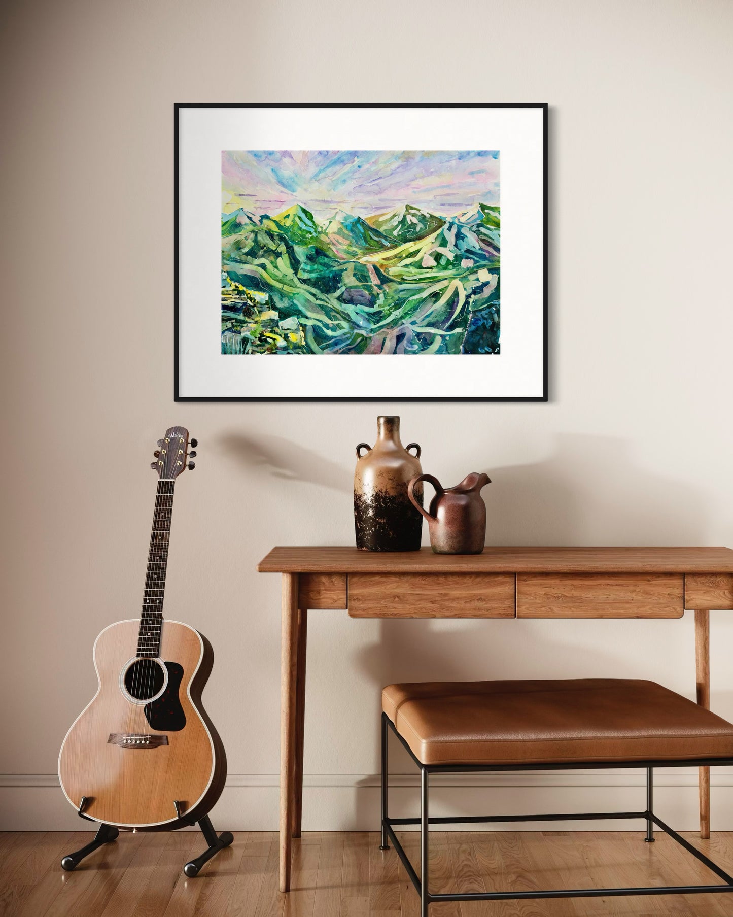 Through the valley before sunset (Original, Signed and Framed)
