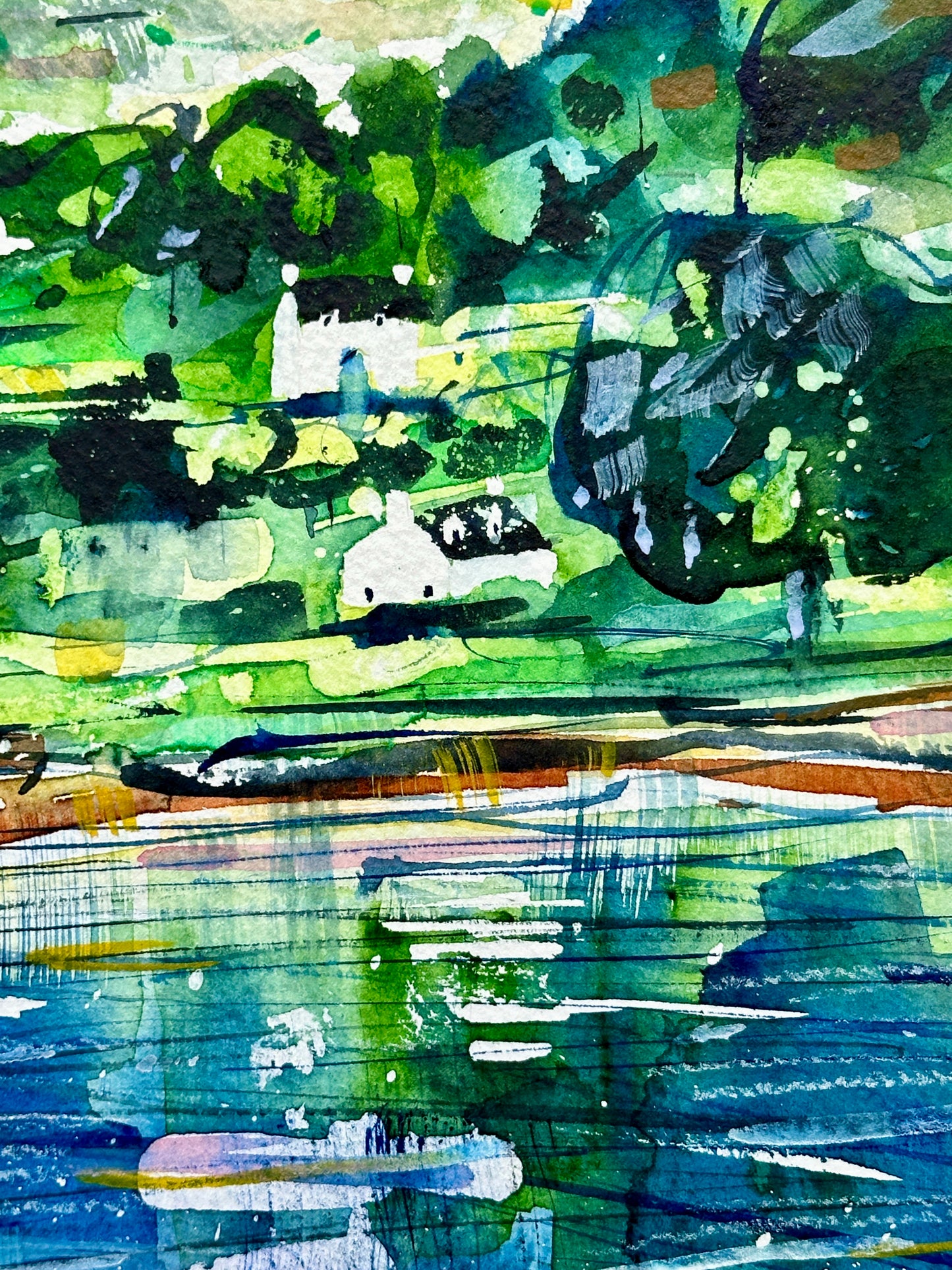 Greens and Blues (Original, Signed and Framed)