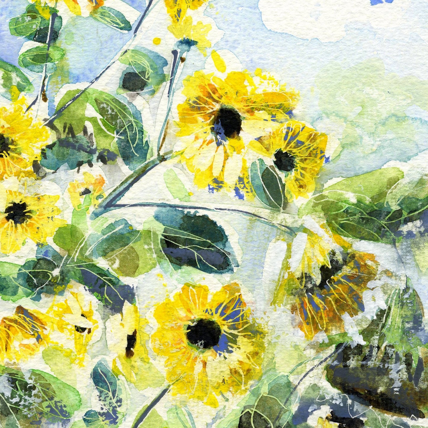 Sunflowers in the Blue Sky (Original, Signed and Framed)