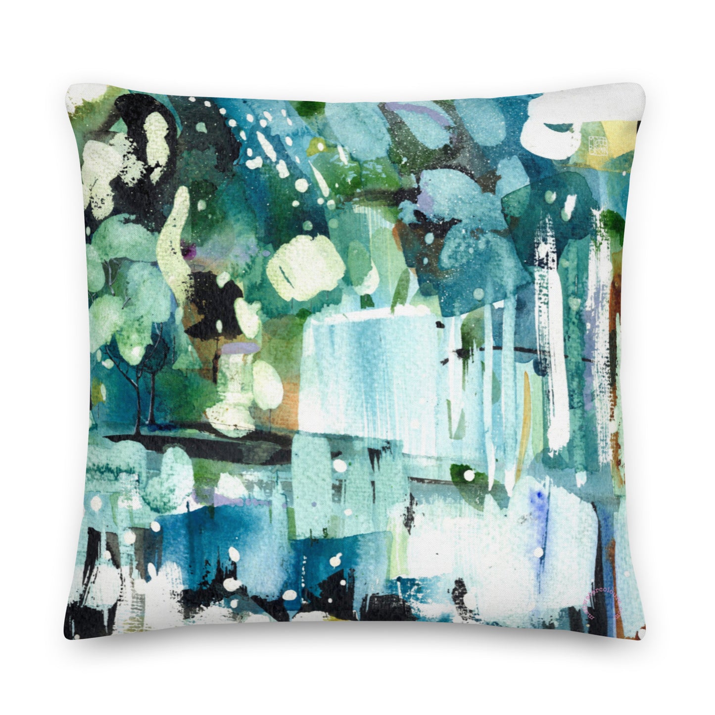 Large Luxury Art Print Cushion - Forest & Waterfall (56cm x 56cm)