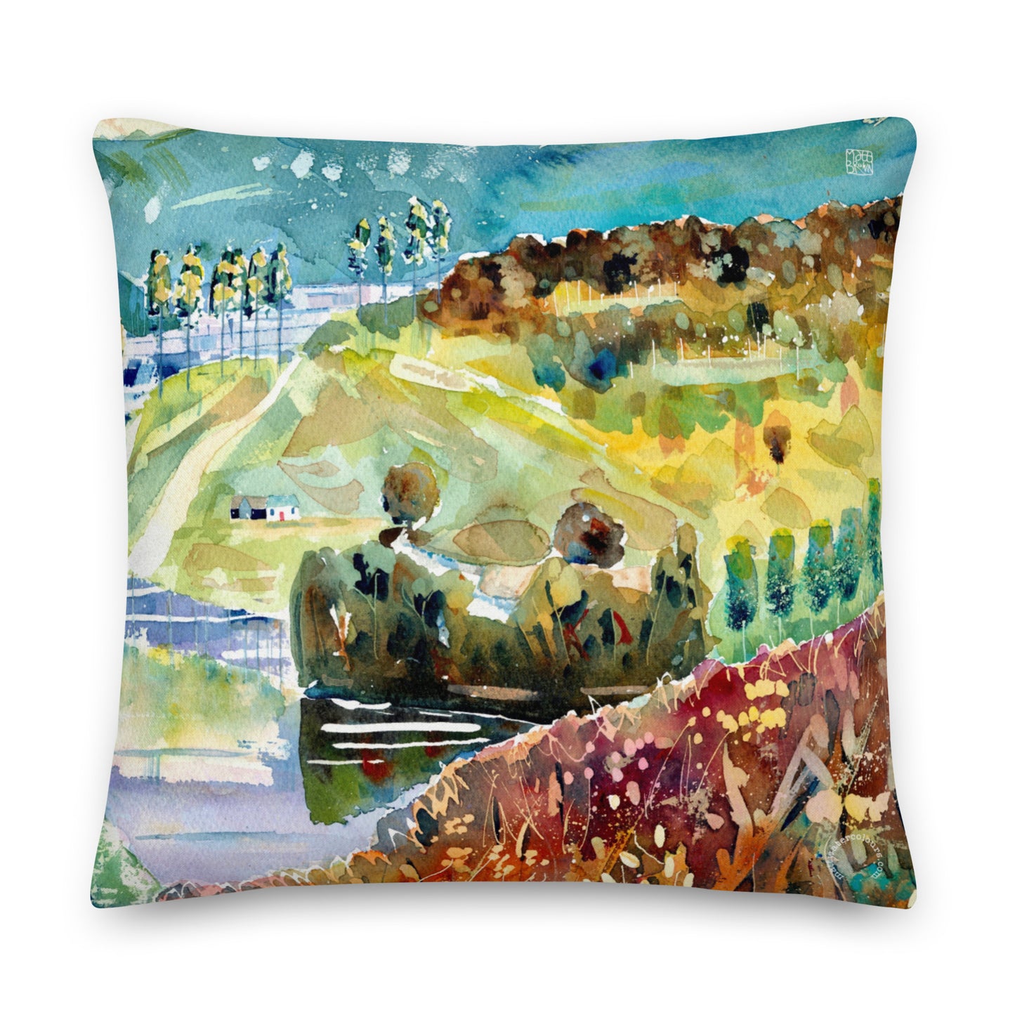 Large Luxury Art Print Cushion - Mountains & Lake (56cm x 56cm)