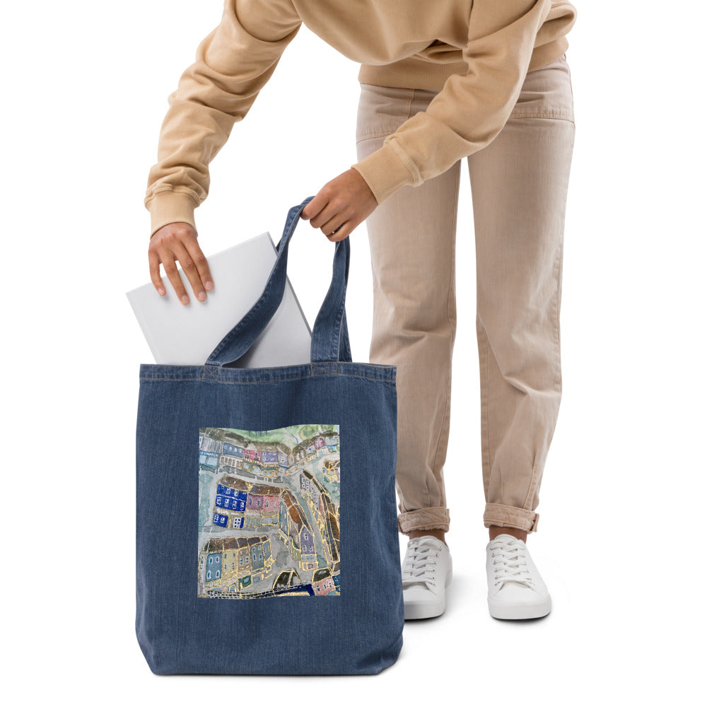 Organic Denim Tote Bag - The Lanes