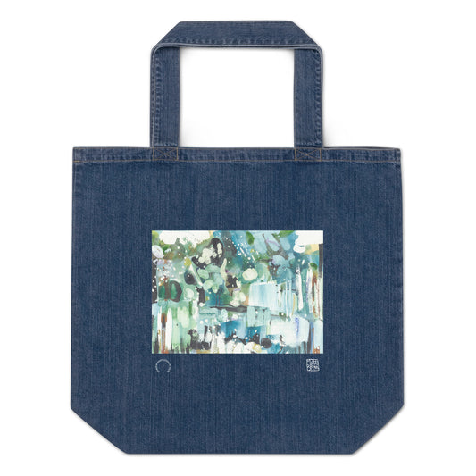 Organic denim tote bag - Magic Forest