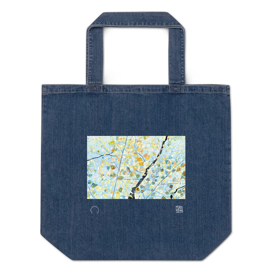 Organic denim tote bag - Autumn Leaves