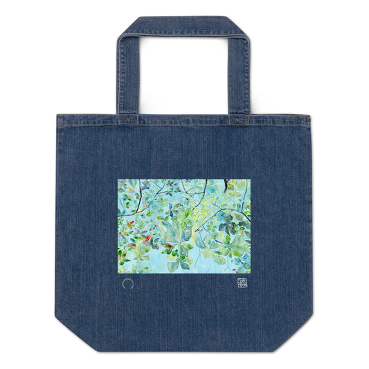 Organic denim tote bag - Look Up