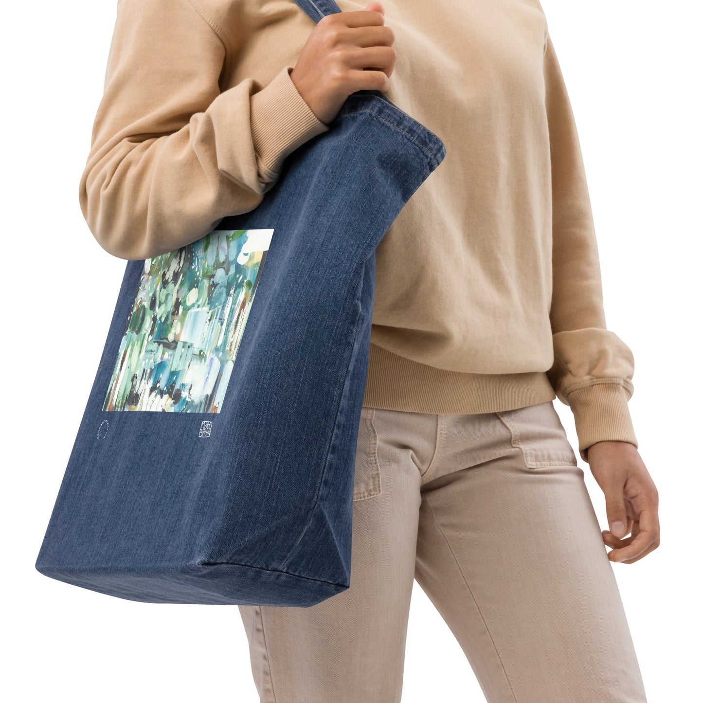 Organic denim tote bag - Magic Forest