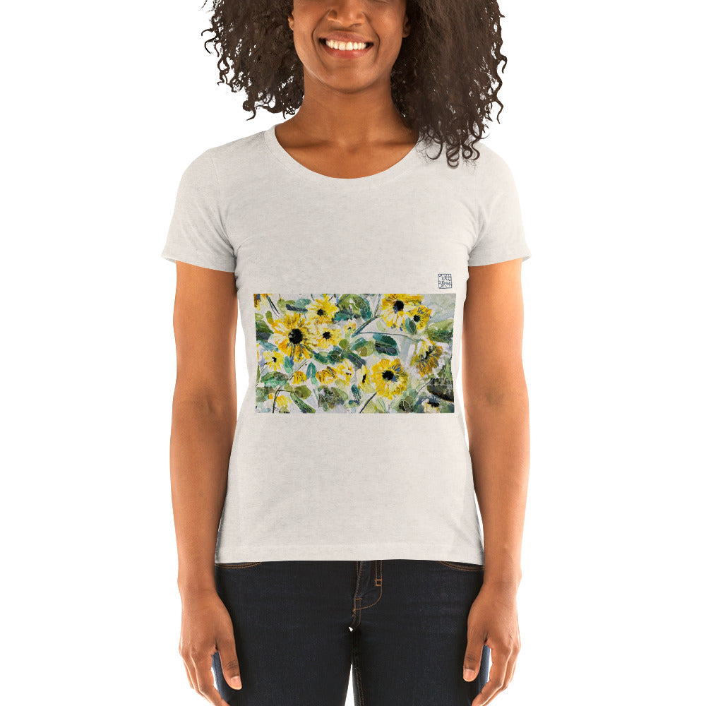 Fitted Woman's T-Shirt - Sunflowers