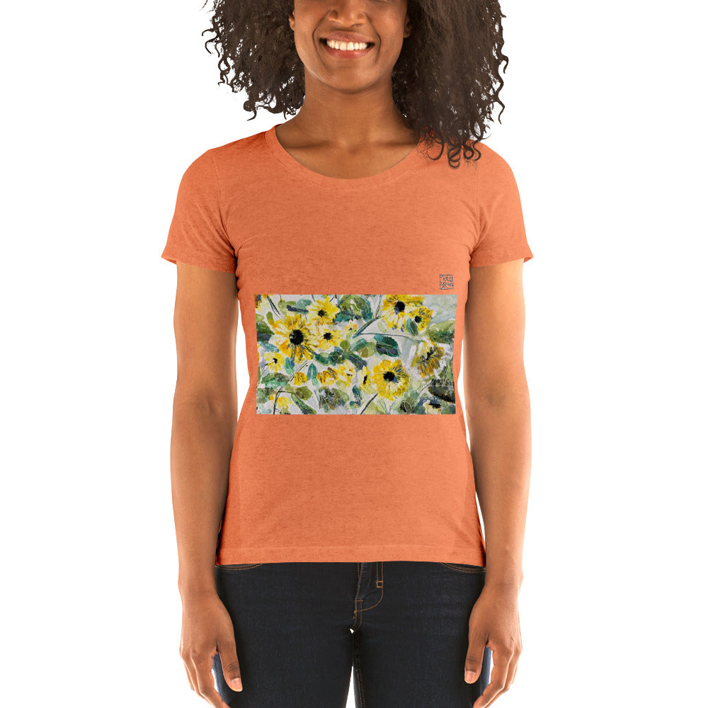 Fitted Woman's T-Shirt - Sunflowers