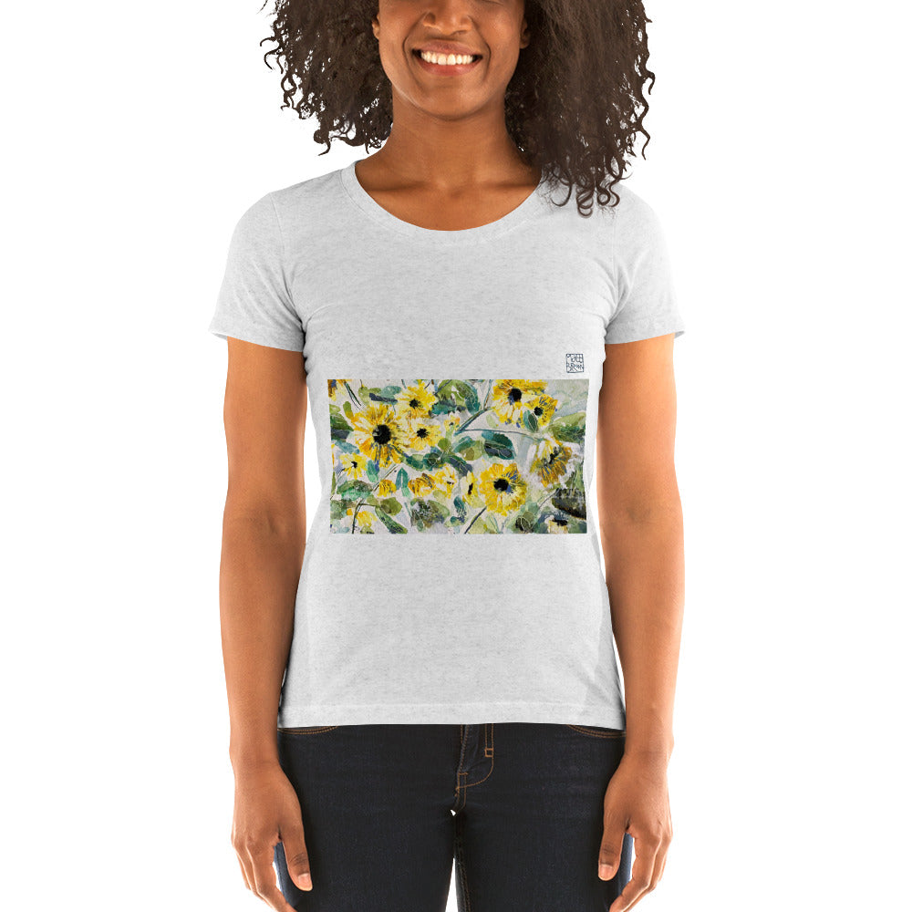 Fitted Woman's T-Shirt - Sunflowers